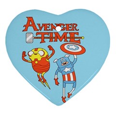 Adventure Time Avengers Age Of Ultron Ornament (heart) by Sarkoni