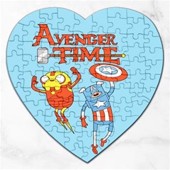 Adventure Time Avengers Age Of Ultron Jigsaw Puzzle (heart) by Sarkoni