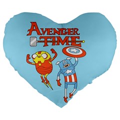 Adventure Time Avengers Age Of Ultron Large 19  Premium Flano Heart Shape Cushions by Sarkoni