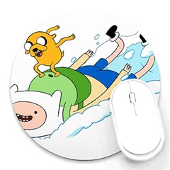 Adventure Time Finn And Jake Snow Round Mousepad by Sarkoni