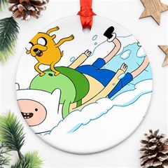 Adventure Time Finn And Jake Snow Ornament (round) by Sarkoni