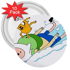 Adventure Time Finn And Jake Snow 3  Buttons (10 Pack)  by Sarkoni