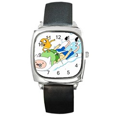 Adventure Time Finn And Jake Snow Square Metal Watch by Sarkoni