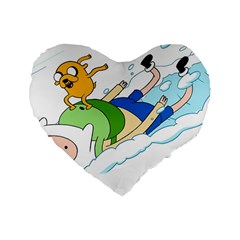 Adventure Time Finn And Jake Snow Standard 16  Premium Heart Shape Cushions by Sarkoni