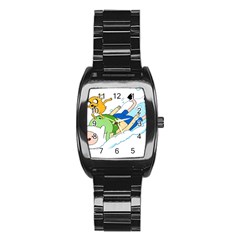 Adventure Time Finn And Jake Snow Stainless Steel Barrel Watch by Sarkoni