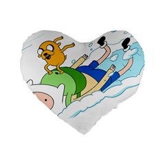 Adventure Time Finn And Jake Snow Standard 16  Premium Flano Heart Shape Cushions by Sarkoni