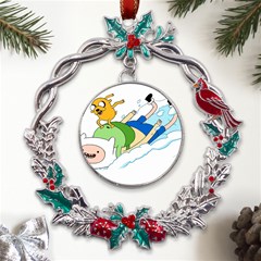 Adventure Time Finn And Jake Snow Metal X mas Wreath Holly Leaf Ornament by Sarkoni