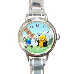 Adventure Time Finn And Jake Cartoon Network Parody Round Italian Charm Watch by Sarkoni