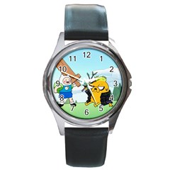 Adventure Time Finn And Jake Cartoon Network Parody Round Metal Watch by Sarkoni