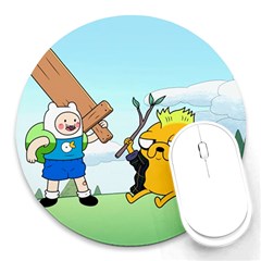 Adventure Time Finn And Jake Cartoon Network Parody Round Mousepad by Sarkoni