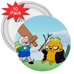 Adventure Time Finn And Jake Cartoon Network Parody 3  Buttons (10 Pack)  by Sarkoni