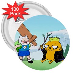 Adventure Time Finn And Jake Cartoon Network Parody 3  Buttons (100 Pack)  by Sarkoni