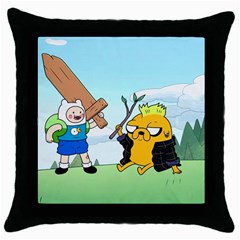 Adventure Time Finn And Jake Cartoon Network Parody Throw Pillow Case (black) by Sarkoni