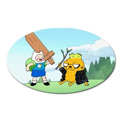 Adventure Time Finn And Jake Cartoon Network Parody Oval Magnet by Sarkoni