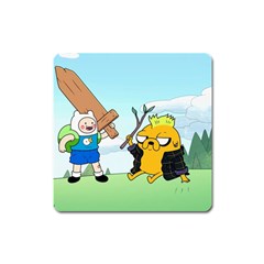 Adventure Time Finn And Jake Cartoon Network Parody Square Magnet by Sarkoni