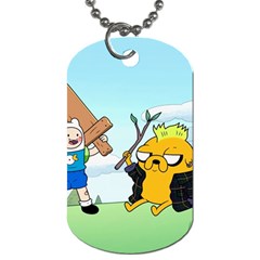 Adventure Time Finn And Jake Cartoon Network Parody Dog Tag (one Side) by Sarkoni