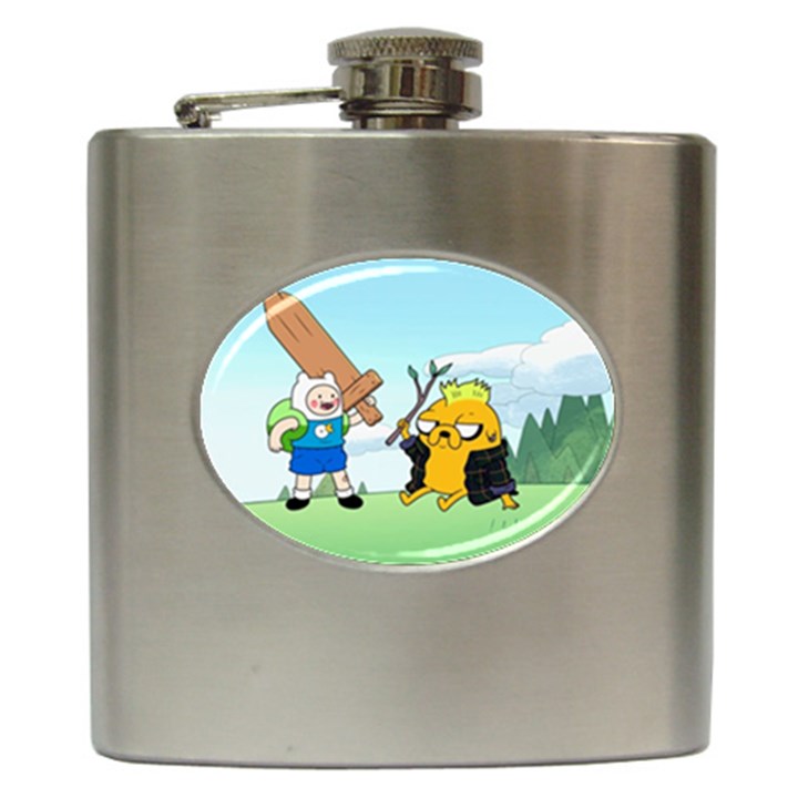 Adventure Time Finn And Jake Cartoon Network Parody Hip Flask (6 oz)