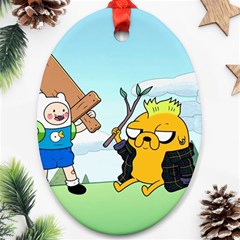 Adventure Time Finn And Jake Cartoon Network Parody Oval Ornament (two Sides) by Sarkoni