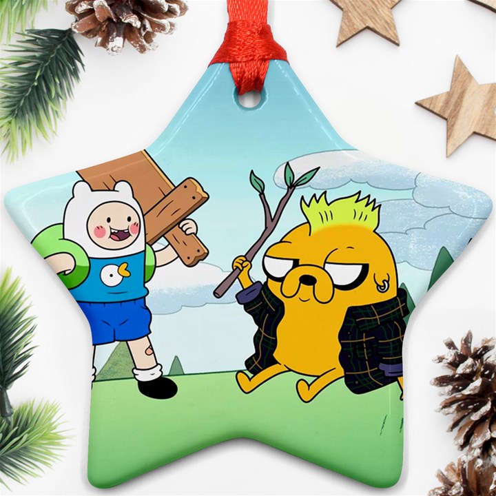 Adventure Time Finn And Jake Cartoon Network Parody Star Ornament (Two Sides)