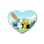 Adventure Time Finn And Jake Cartoon Network Parody Rubber Coaster (Heart) Front