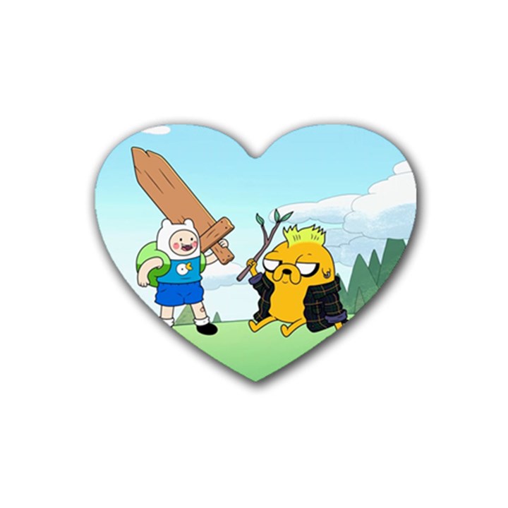 Adventure Time Finn And Jake Cartoon Network Parody Rubber Coaster (Heart)