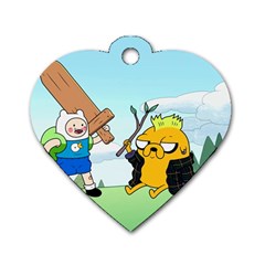 Adventure Time Finn And Jake Cartoon Network Parody Dog Tag Heart (one Side) by Sarkoni