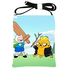 Adventure Time Finn And Jake Cartoon Network Parody Shoulder Sling Bag by Sarkoni