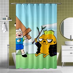 Adventure Time Finn And Jake Cartoon Network Parody Shower Curtain 48  X 72  (small)  by Sarkoni