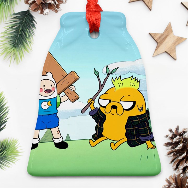 Adventure Time Finn And Jake Cartoon Network Parody Bell Ornament (Two Sides)