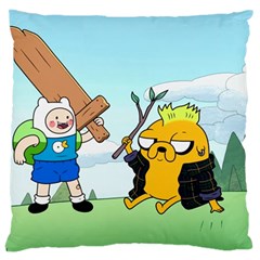 Adventure Time Finn And Jake Cartoon Network Parody Large Cushion Case (two Sides) by Sarkoni