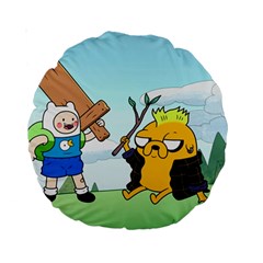 Adventure Time Finn And Jake Cartoon Network Parody Standard 15  Premium Round Cushions by Sarkoni