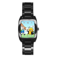 Adventure Time Finn And Jake Cartoon Network Parody Stainless Steel Barrel Watch by Sarkoni