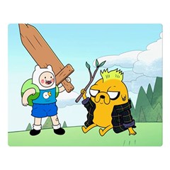 Adventure Time Finn And Jake Cartoon Network Parody Two Sides Premium Plush Fleece Blanket (large) by Sarkoni