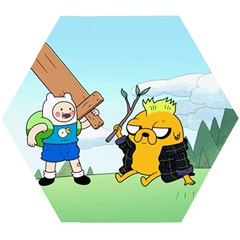 Adventure Time Finn And Jake Cartoon Network Parody Wooden Puzzle Hexagon by Sarkoni