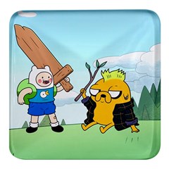 Adventure Time Finn And Jake Cartoon Network Parody Square Glass Fridge Magnet (4 Pack) by Sarkoni