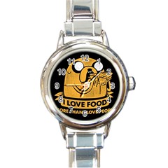 Adventure Time Jake  I Love Food Round Italian Charm Watch by Sarkoni