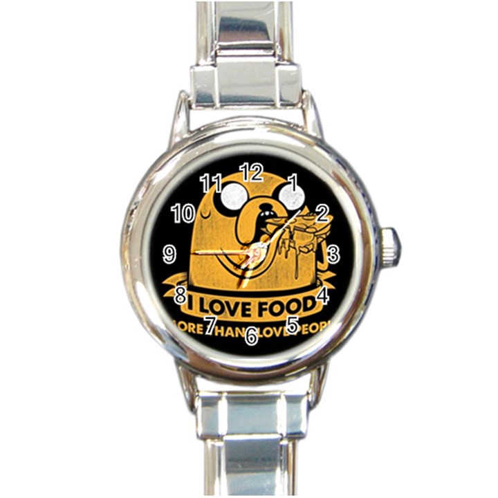 Adventure Time Jake  I Love Food Round Italian Charm Watch