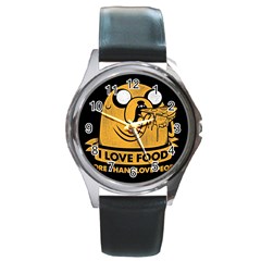 Adventure Time Jake  I Love Food Round Metal Watch by Sarkoni