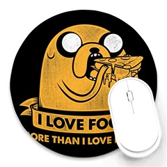 Adventure Time Jake  I Love Food Round Mousepad by Sarkoni