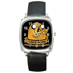 Adventure Time Jake  I Love Food Square Metal Watch by Sarkoni