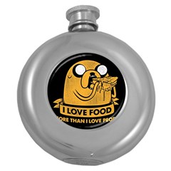 Adventure Time Jake  I Love Food Round Hip Flask (5 Oz) by Sarkoni