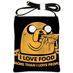 Adventure Time Jake  I Love Food Shoulder Sling Bag by Sarkoni