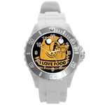 Adventure Time Jake  I Love Food Round Plastic Sport Watch (L) Front