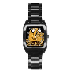 Adventure Time Jake  I Love Food Stainless Steel Barrel Watch by Sarkoni