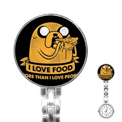 Adventure Time Jake  I Love Food Stainless Steel Nurses Watch by Sarkoni