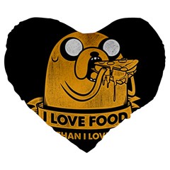 Adventure Time Jake  I Love Food Large 19  Premium Flano Heart Shape Cushions by Sarkoni