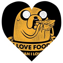 Adventure Time Jake  I Love Food Wooden Puzzle Heart by Sarkoni