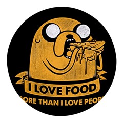 Adventure Time Jake  I Love Food Round Glass Fridge Magnet (4 Pack) by Sarkoni