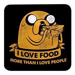 Adventure Time Jake  I Love Food Square Glass Fridge Magnet (4 Pack) by Sarkoni