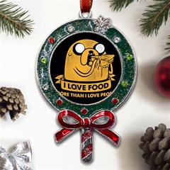 Adventure Time Jake  I Love Food Metal X mas Lollipop With Crystal Ornament by Sarkoni